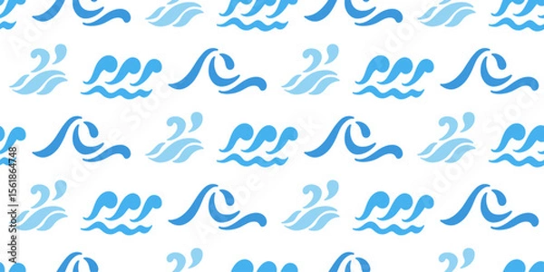 Obraz Blue Ocean Waves Seamless Pattern Sea Ornament