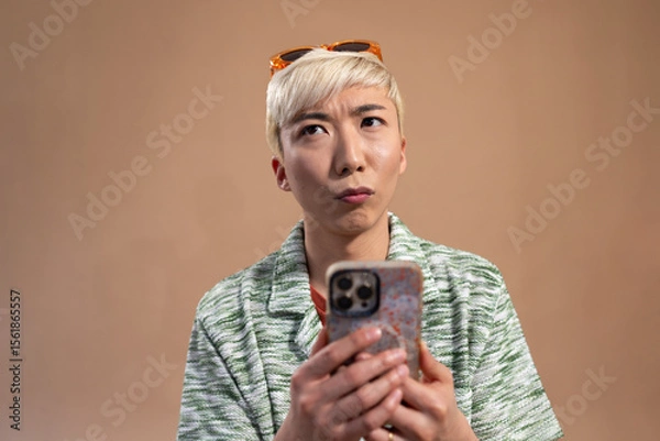 Obraz Contemplating While Holding Phone