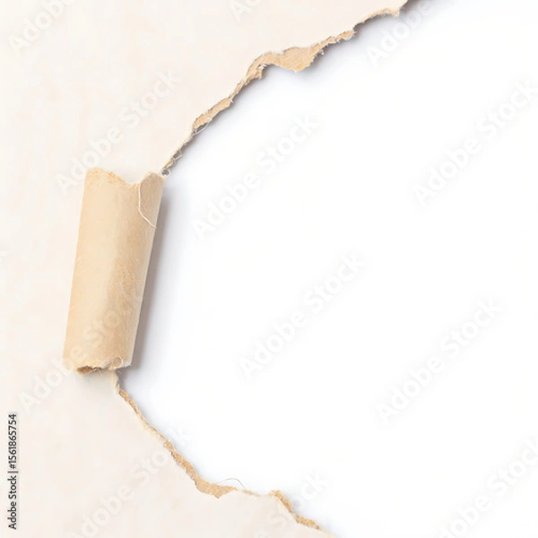 Obraz Torn paper with hole on white background showing vintage burnt edges and aged texture