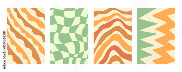 Obraz Distorted wavy retro patterns background set