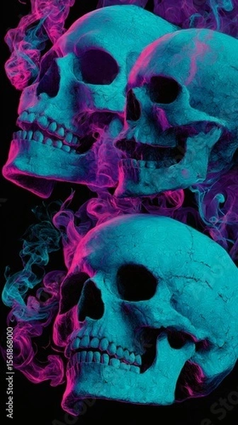 Fototapeta Skull and crossbones on abstract watercolor background