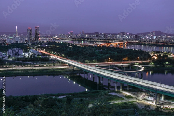 Obraz 응봉산에서 바라본 서울 도심 풍경