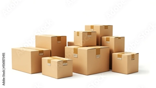 Fototapeta Stack of Cardboard Boxes Packaging, Shipping, and Storage Solutions