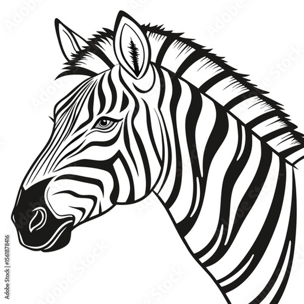 Fototapeta Stylish Zebra Silhouette – Iconic Wildlife in Black and White