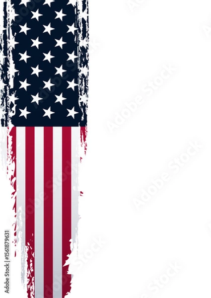 Fototapeta United states of America flag with brush paint texture isolated on png or transparent background. United states of America flag with transparent background.