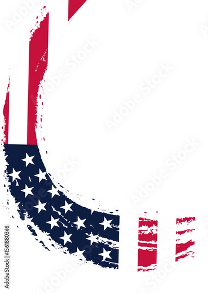 Fototapeta United states of America flag with brush paint texture isolated on png or transparent background. United states of America flag with transparent background.