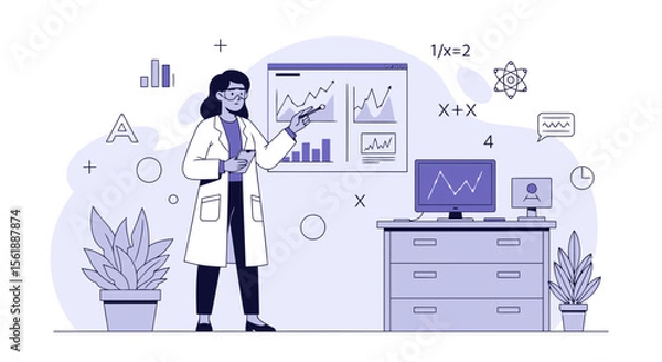 Fototapeta Scientist Analyzing Data Trends In Modern Laboratory For Scientific Breakthrough