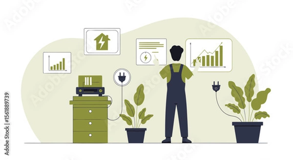 Fototapeta Innovative Smart Home Energy Management Display Interface Illustration Concept