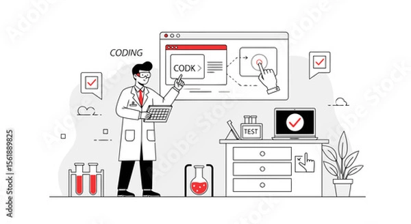 Fototapeta Innovative Solution And Coding Development For Technological Advancement Project