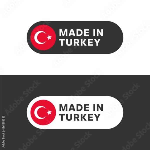 Fototapeta Made in Turkey flag sticker icon