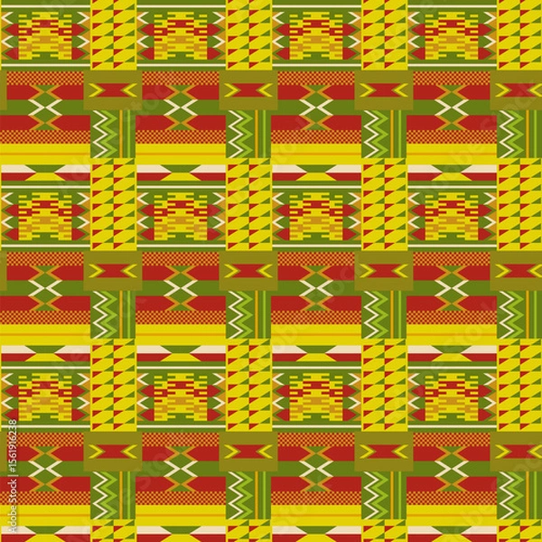 Obraz Kente cloth. African geometric seamless pattern.
