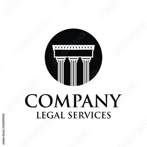 Fototapeta law services logo design vector with pillar element