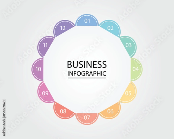 Obraz Business Infographic modern design template for banners and infographics for 12 half circle step