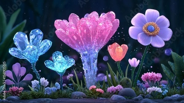 Fototapeta Crystalline Flora on an Alien Planet Displaying Unique Structures