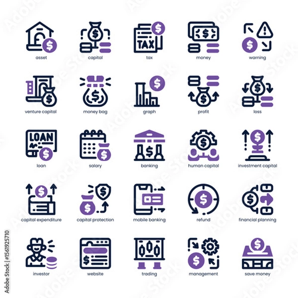Fototapeta Capital Gains Icon pack for your website, mobile, presentation, and logo design. Capital Gains Icon dual tone design. Vector graphics illustration and editable stroke.
