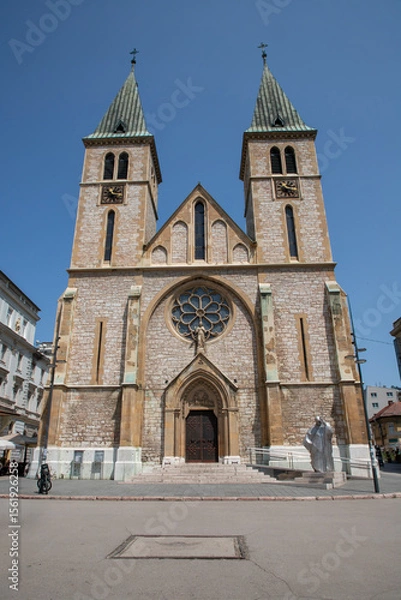 Fototapeta A Catholic cathedral in Sarajevo, Bosnia and Herzegovina, Cathedral of the Sacred Heart