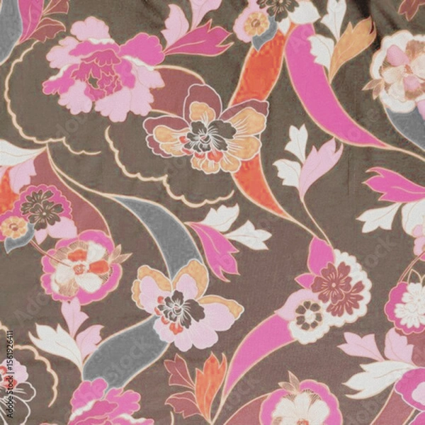 Fototapeta Beautiful Seamless Pattern with Flowers and Leaves
