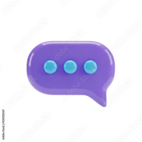 Obraz 3D purple speech bubble with ellipsis isolated on white background
