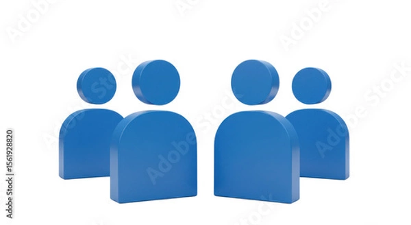 Obraz Group of five blue stylized people icons on white background