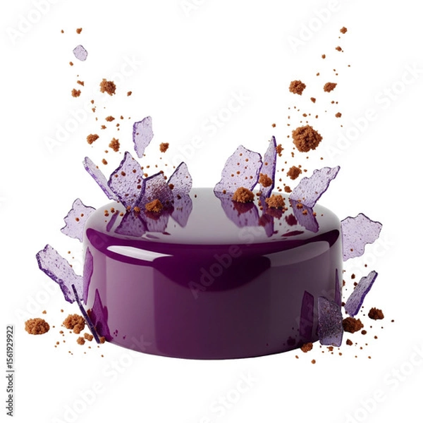 Fototapeta Cake with purple glaze isolated on transparent background