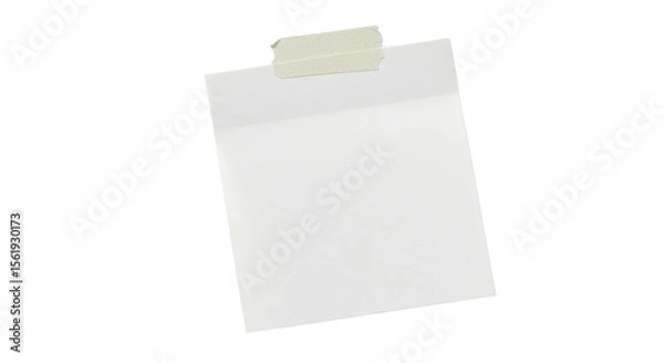 Obraz Blank white sheet of paper attached with tape on white background