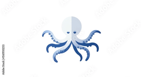 Obraz Flat vector illustration of an octopus on white background