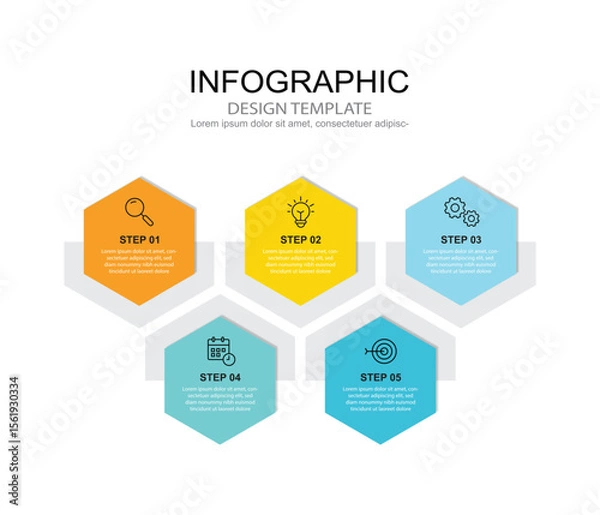 Fototapeta Vector Infographic label design template with icons and 5 options or steps. for your business data. Vector Illustration.
