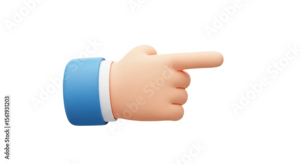 Obraz Cartoon hand pointing right isolated PNG with Transparent Background