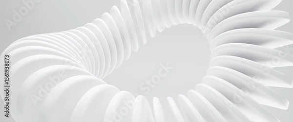 Fototapeta Abstract 3d background with round cylinder shapes smooth, Abstract white curving architectural design. Visual element for banner header poster or cover. 3d rendering illustration for graphic design