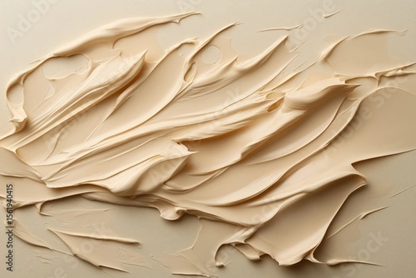 Obraz Close-up of cream texture on beige surface with abstract artistic brush strokes
