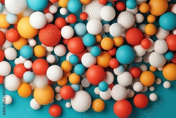 Obraz Vibrant collection of spheres in colorful arrangement with various textures