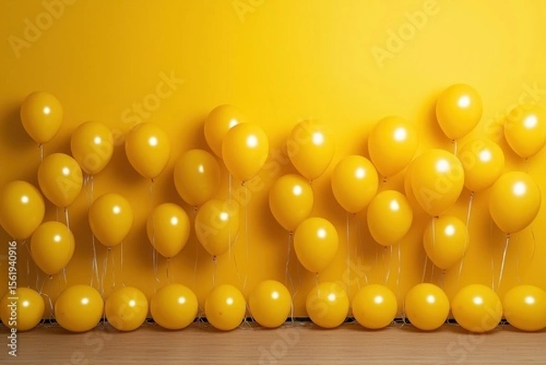 Obraz Bright arrangement of yellow balloons against a vibrant matching background