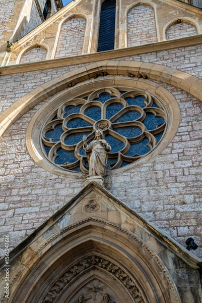 Fototapeta The Sacred Heart Cathedral, Statue of Jesus in Sarajevo