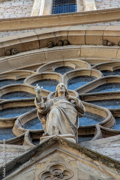 Fototapeta The Sacred Heart Cathedral, Statue of Jesus in Sarajevo