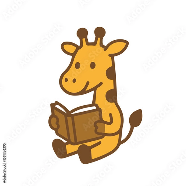 Obraz A charming giraffe engrossed in reading a book