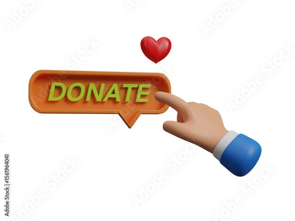 Fototapeta Charity volunteer icon isolated on transparent background, Volunteering and Social Help, Support Kindness and Friendly Relations. Donated, assistance, sharing and solidarity symbol. 3d rendering