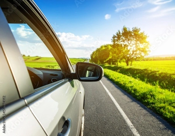 Obraz Generated image
草原を走行している自動車