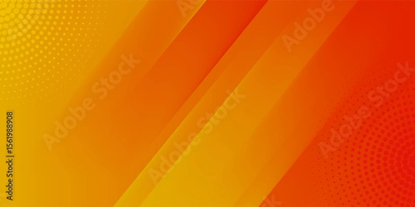 Fototapeta Abstract orange gradient background, with trendy geometric graphic design. Simple minimal square and dots halftone yellow and orange gradient pattern background