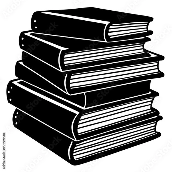 Obraz Silhouette of stacked vintage books—perfect for library posters, bookworm gifts, and timeless World Book Day graphics.

