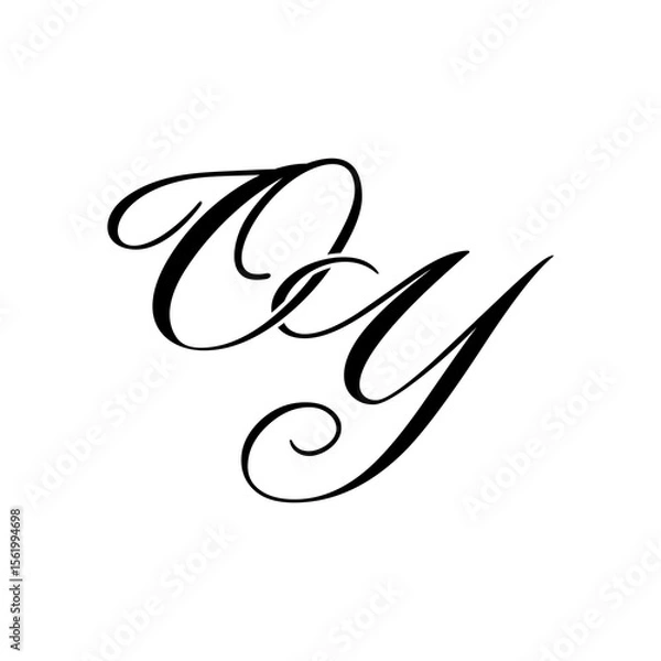 Obraz Elegant OY Monogram Logo in Black Script – Luxury Calligraphy Initial Design on White Background