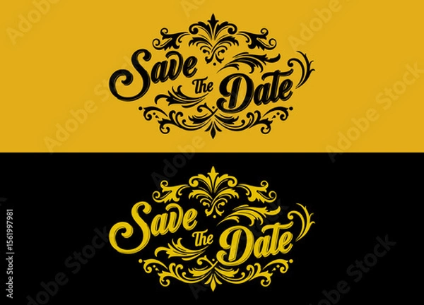 Fototapeta Elegant Save the Date with intricate flourishes