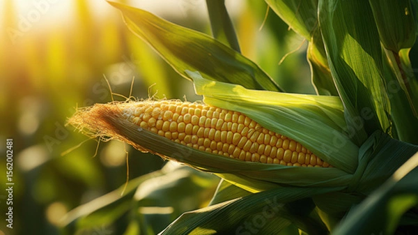 Obraz close up of ripe yellow corn comb