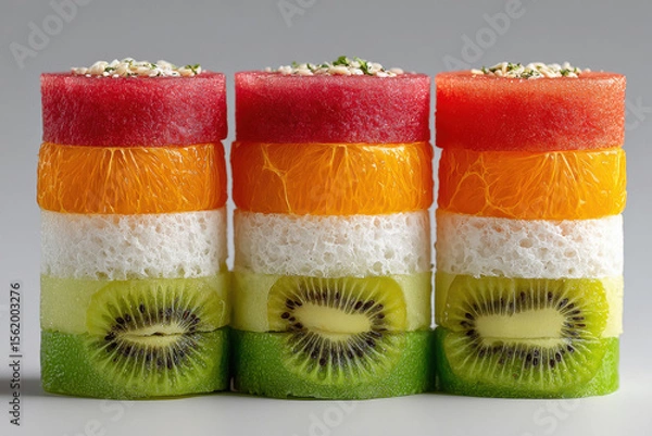 Obraz Fresh fruits like water melon,orange and kiwi slices