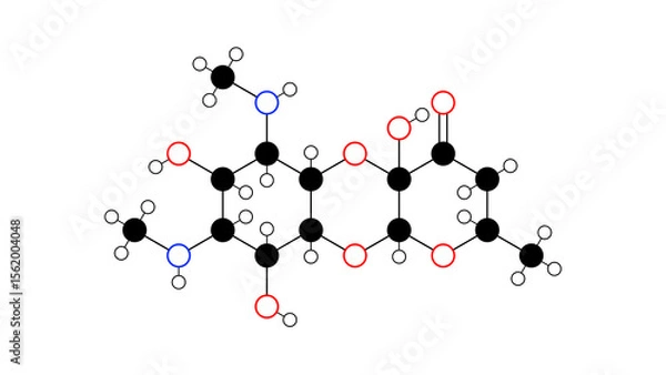 Fototapeta spectinomycin molecule, structural chemical formula, ball-and-stick model, isolated image antibiotic