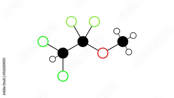 Fototapeta methoxyflurane molecule, structural chemical formula, ball-and-stick model, isolated image anesthetic