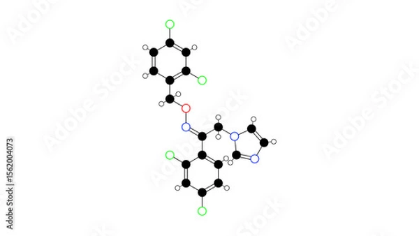 Fototapeta oxiconazole molecule, structural chemical formula, ball-and-stick model, isolated image antifungal agent
