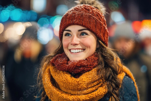 Obraz young beautiful woman on bokeh light background