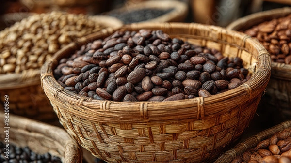 Obraz coffee bean in basket at shop
