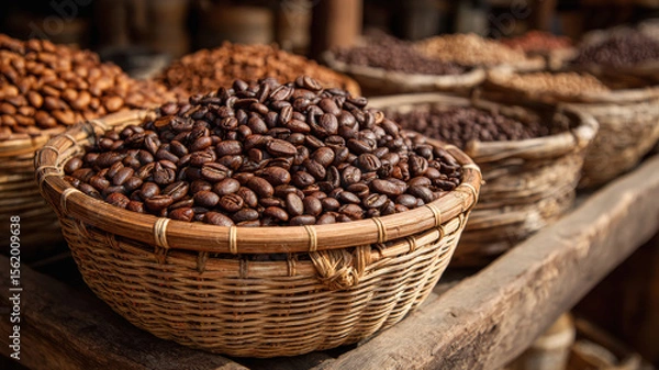 Obraz coffee bean in basket at shop