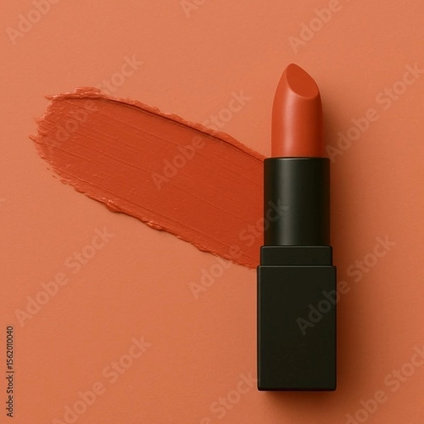 Fototapeta Elegant Lipstick Mockup with Coral Shade for Makeup Design and Branding